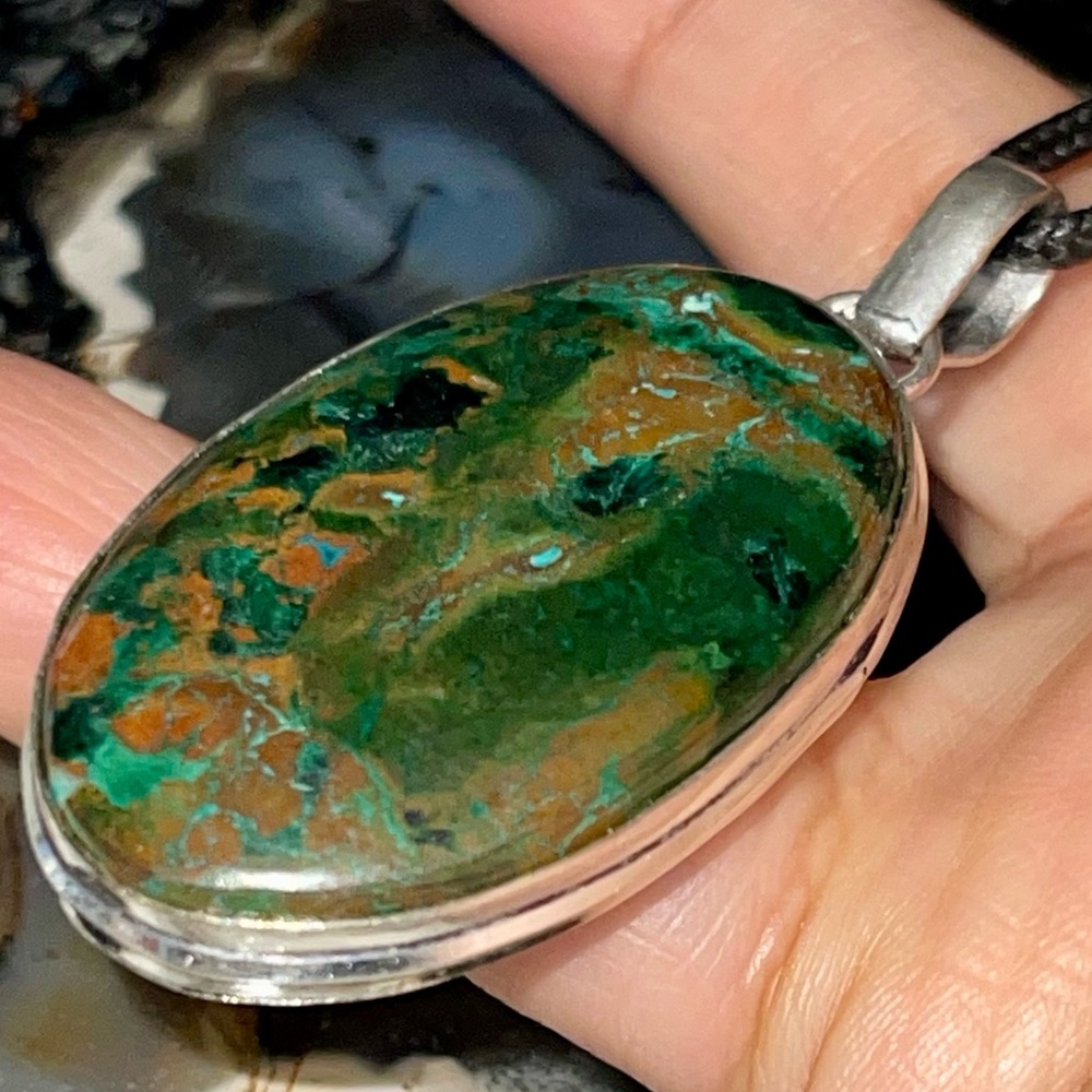 Malachite Crystal Pendant 2 1/4”